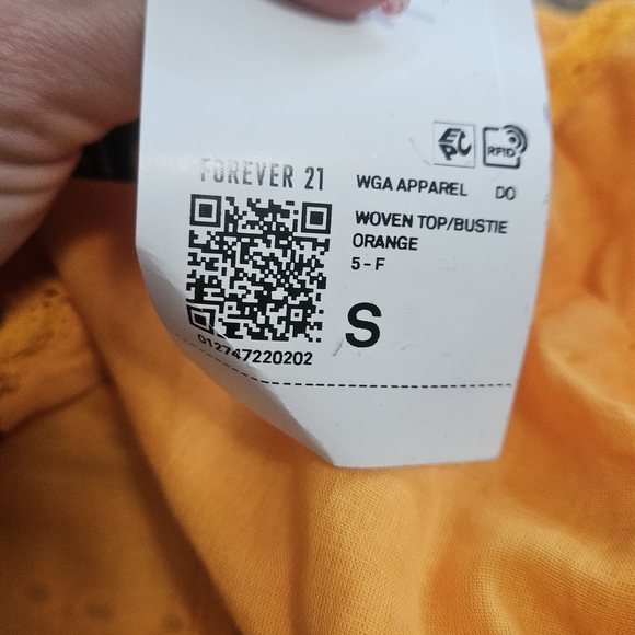 FOREVER 21 Lace Trim Corset Cotton Crop Top In Orange. Size Small NWT - Picture 3 of 16